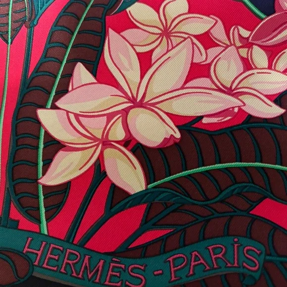 Hermes Scarf Flamingo Party Marine Animal Floral Auth Carre 90 - Picture 3 of 5